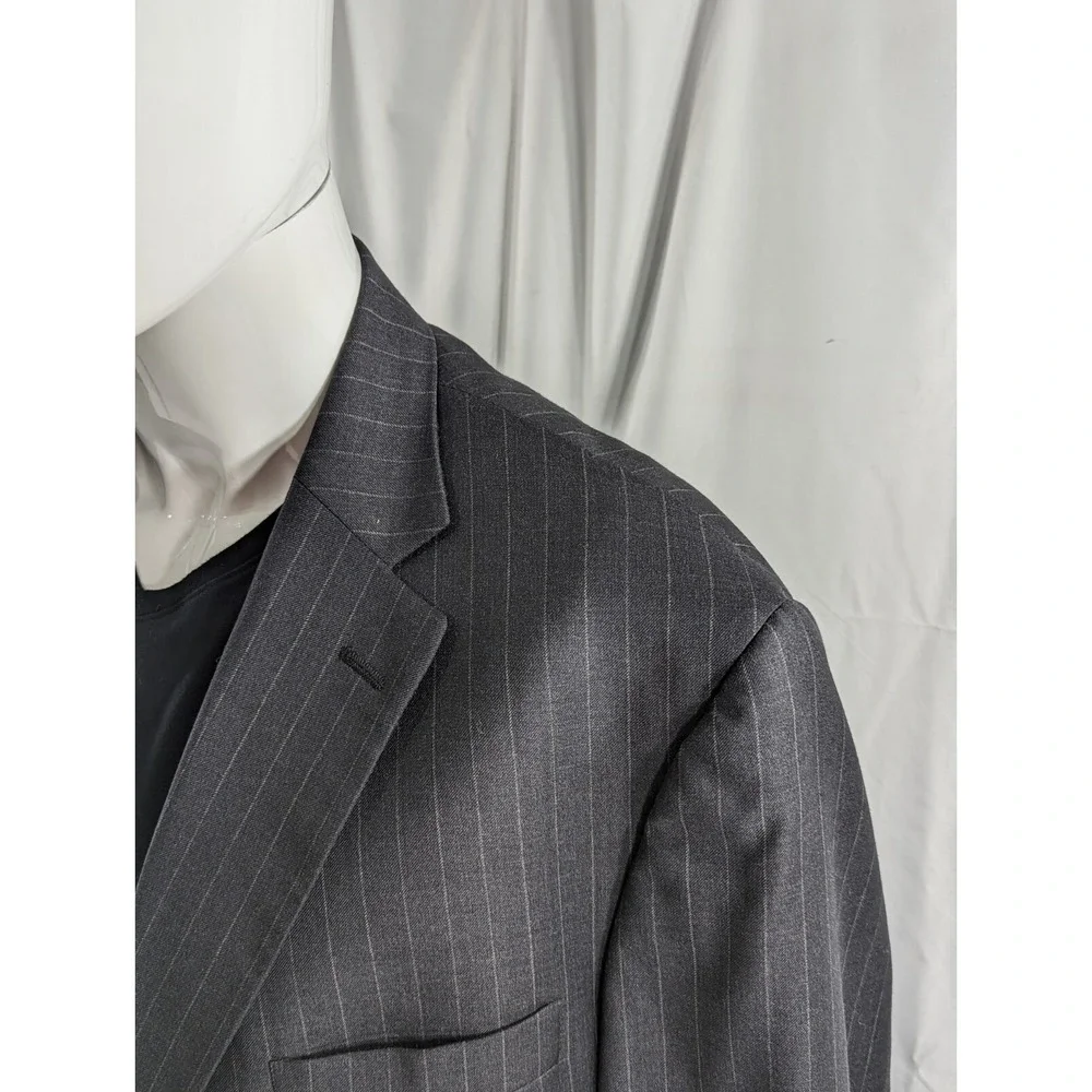 Hart Schaffner Marx Wool Blazer Suit Jacket Sport Coat 52R‎ Dark Gray Pinstripe